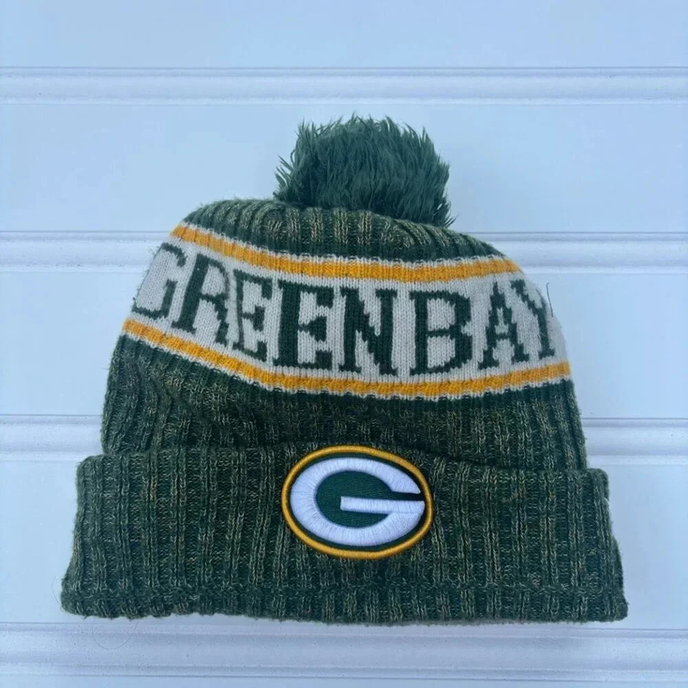 Green Bay Packers New Era NFL Knit Beanie Hat With Pom